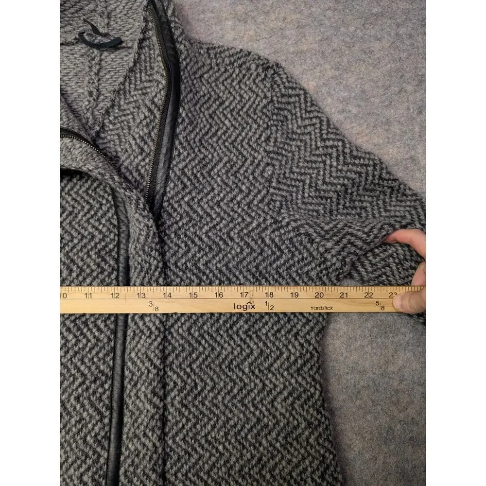 Eileen Fisher Organic Wool/Alpaca Tweed Short Coat w/Stand up Collar Grey Large